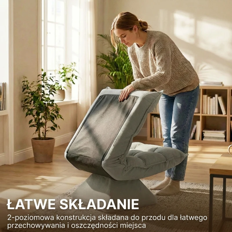HOMCOM Fotel relaksacyjny, obrotowy, ekologiczna skóra, 62 cm x 70 cm x 95 cm, jasnoszary