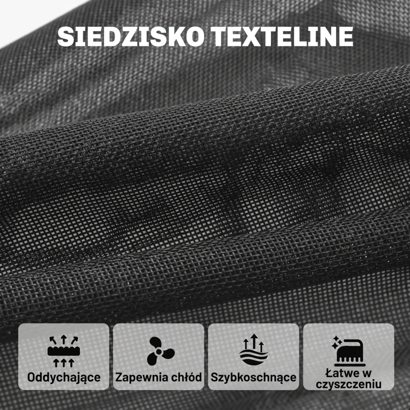 Outsunny Zestaw Mebli Ogrodowych 5-częściowy Stół ze Szklanym Blatem i 4 Oddychającymi Składanymi Krzesłami