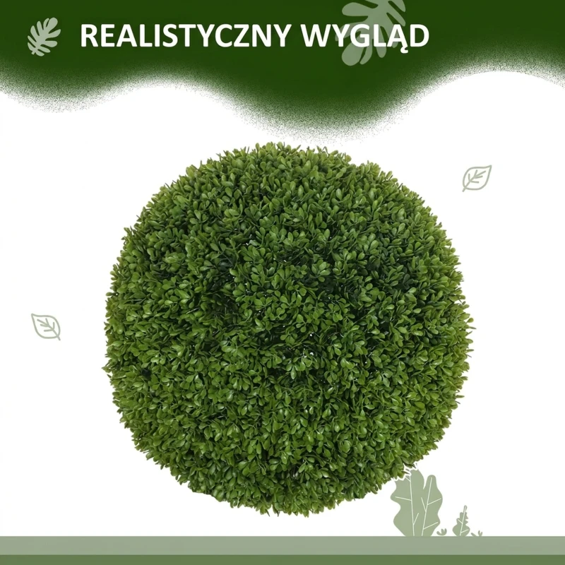 Zestaw 2 szt. sztucznych kul bukszpanowych 40 cm do wnętrz