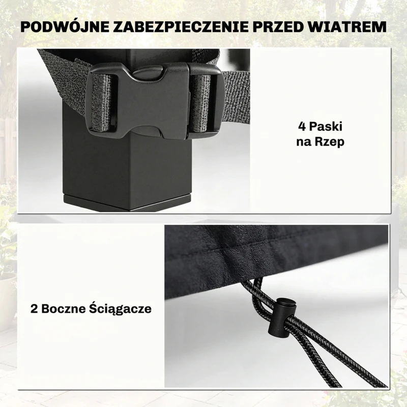 Outsunny Pokrywa na Meble Ogrodowe Zimoodporna Wodoodporna Ochrona UV Pokrowiec 420D Oxford 125x125x74 cm Czarna