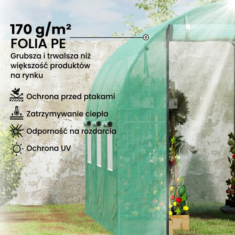 Szklarnia 3x2m, folia, 6 okien, drzwi rolowane