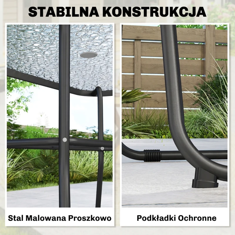 Outsunny Zestaw Mebli Ogrodowych 119 x 68 cm Stół ze Szkła z 6 Składanymi Krzesłami Parasol Wzór Wodny Szary