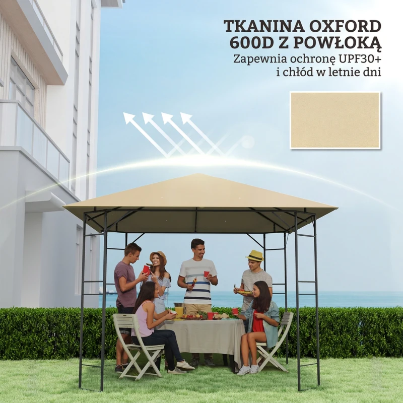 Outsunny Zapasowy dach do pawilonu 3 x 3 m, wodoodporny, z ochroną UPF30+, wykonany z tkaniny Oxford 370 g/m², beżowy