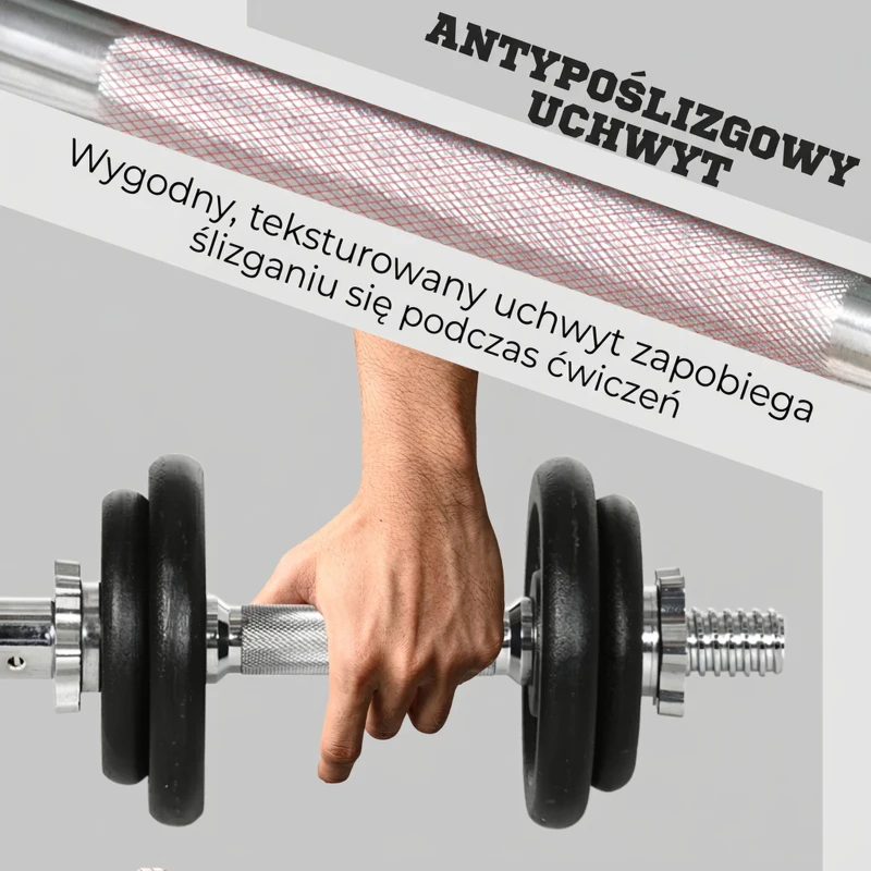 HOMCOM 2 w 1 zestaw hantli regulowany zestaw hantli 20 kg hantle i sztanga z rurką łączącą Profesjonalny trening siłowy i podnoszenie ciężarów do fitnessu domowego