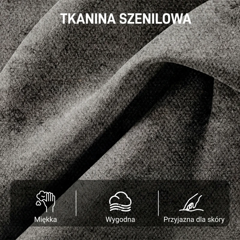 HOMCOM Obrotowy Fotel Akcentowy, Chenille, Wysokie Oparcie, Głębokie Siedzisko, Ciemnoszary