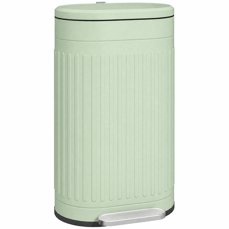 HOMCOM Kosz na Śmieci 30L Pedałowy z Pokrywą, Wyjmowanym Wewnętrznym Pojemnikiem i Systemem Soft-Close, 36,5 x 31,2 x 60,8 cm, Zielony