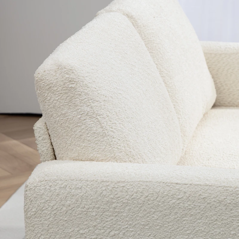 HOMCOM Divano 2 Posti Moderno in Ciniglia con Cuscini Rimovibili e Lavabili, 138x70x80 cm, Bianco Crema
