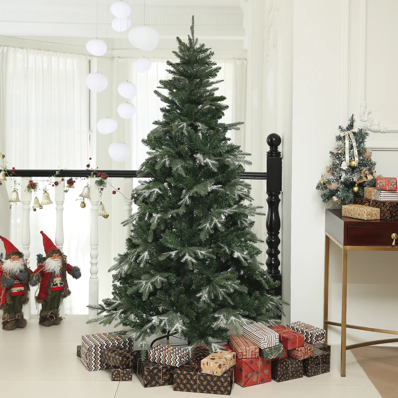 HOMCOM Albero di Natale Innevato con 850 Rami e Design a Sezioni, in Plastica e Acciaio, Ø110x180 cm, Verde