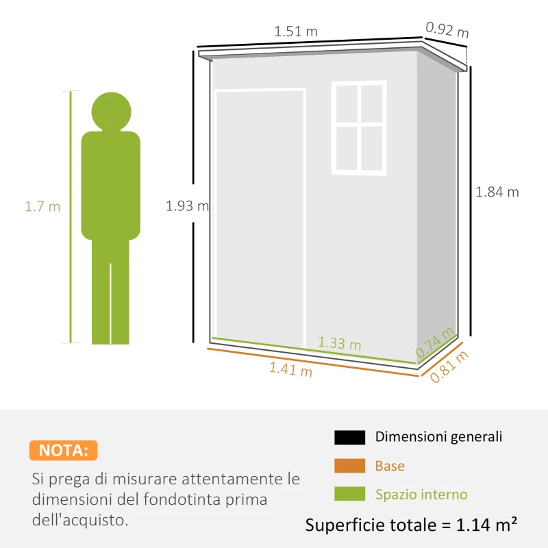Outsunny Casetta da Giardino Porta Attrezzi in Resina con Porta Bloccabile, Finestra e Presa d'Aria, Grigio
