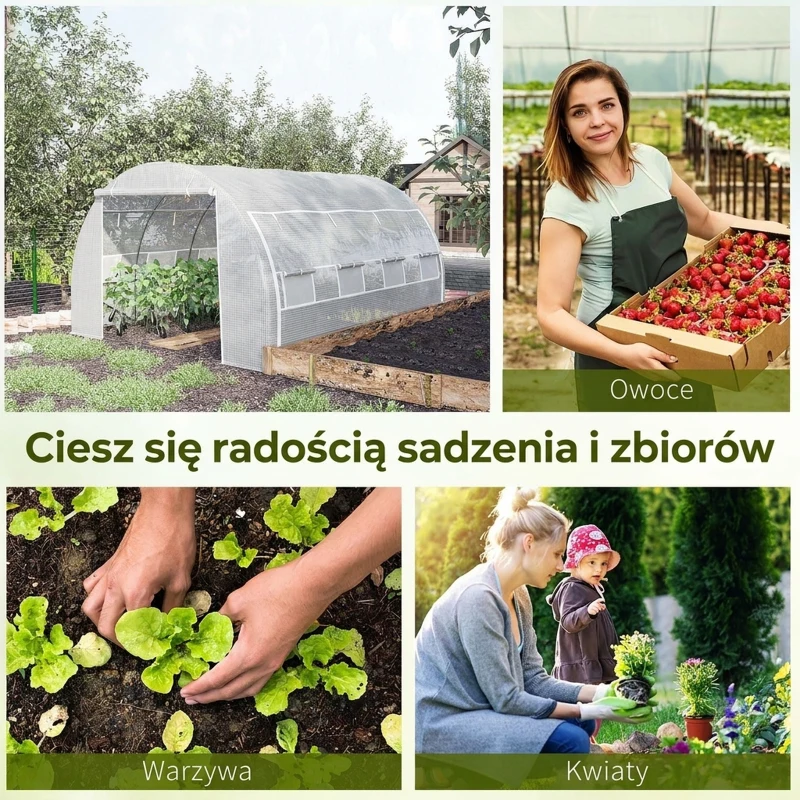Outsunny Folienowe szklarniowe 3,97 x 3 x 2m, UV-ochrona, do ogrodu