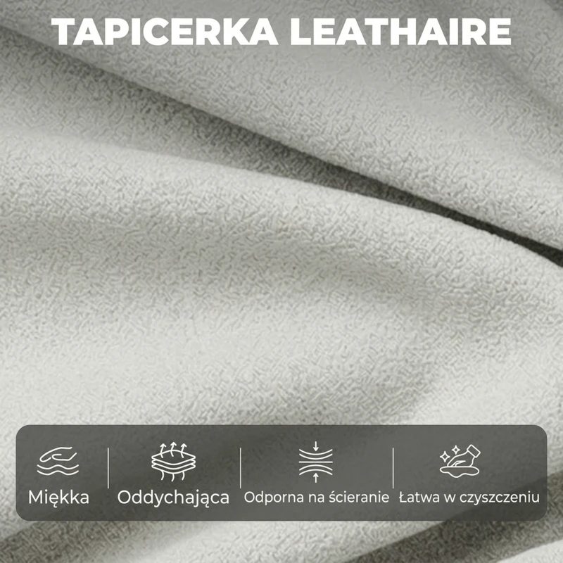 HOMCOM 2-osobowa sofa, 146 cm modułowa sofa z ekoskóry z szerokim i głębokim siedziskiem, grubymi poduszkami, łatwy montaż, Szara