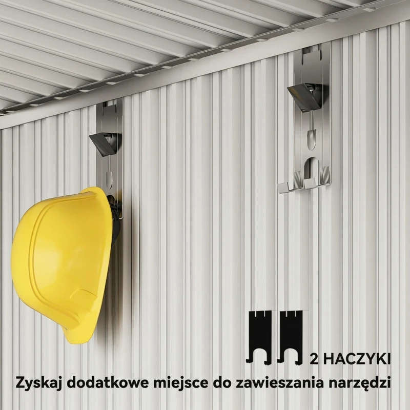 Metalowy domek narzędziowy 1,9m² z fundamentem, 195x122x182cm