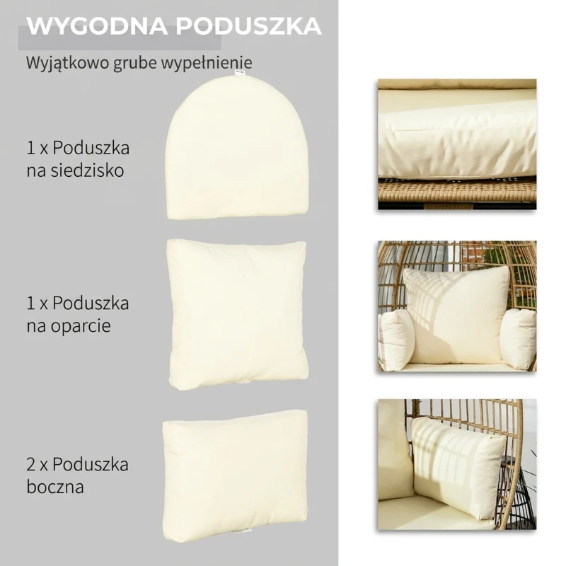 Fotel rattanowy z poduszką, metalowa konstrukcja, ogrodowy