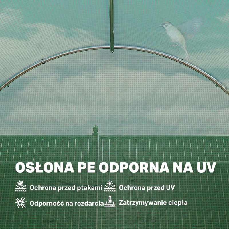 Outsunny Szklarnia 3 x 2 x 2 m tunel foliowy z zamykanymi drzwiami na zawiasach, 6 zwijanych okien z siatką, wspornikami