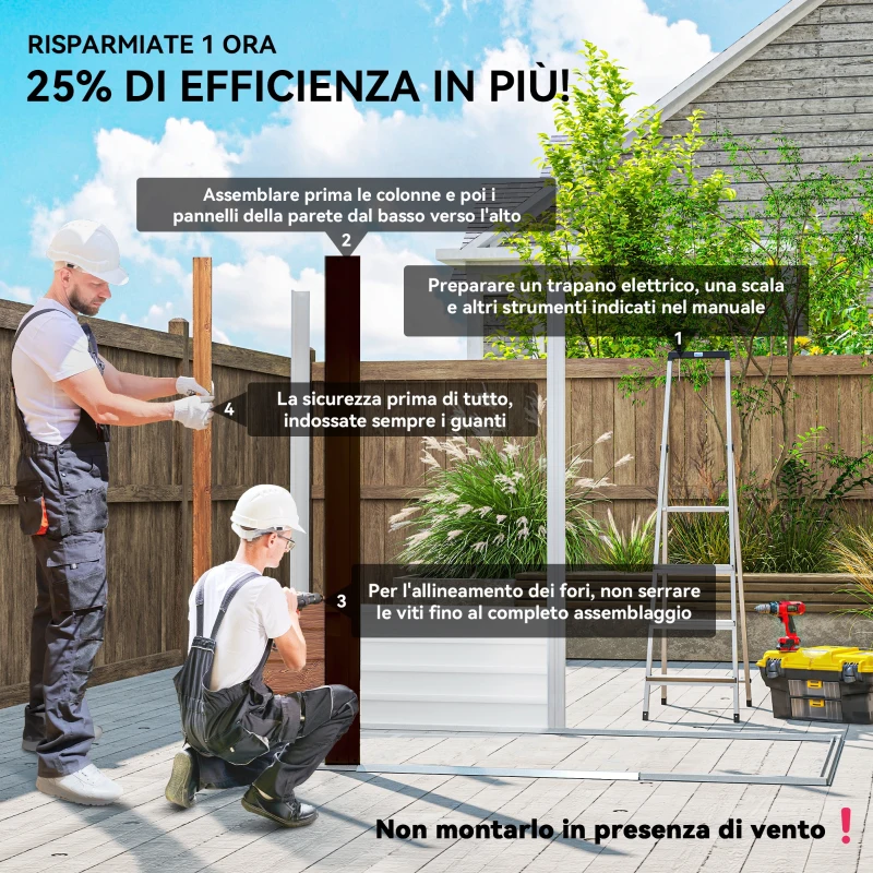 Outsunny Casetta da Giardino Porta Attrezzi con Porte Scorrevoli e Pareti Effetto Legno, 2.3x1.5x2 m, Marrone