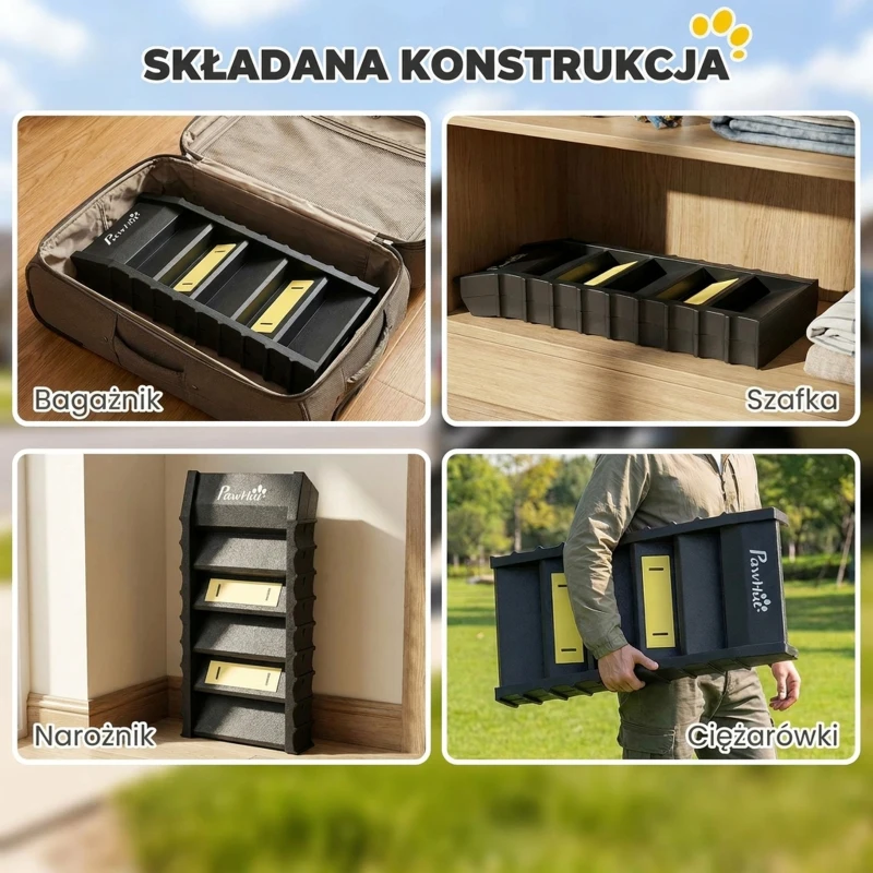 PawHut Rampa dla psów składana Schodki do auta i SUV Antypoślizgowa Rampa samochodowa dla dużych i małych zwierząt do 68 kg 154x40 cm Czarna
