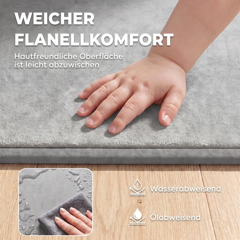 AIYAPLAY Kruipmat voor baby, 3 cm dikke speelmat van zacht flanel, 127 x 127 cm, antislip en waterafstotend, lichtgrijs