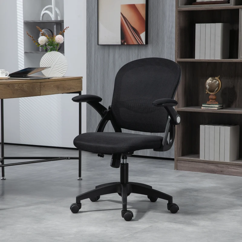 Vinsetto Sedia da Ufficio Ergonomica con Schienale a Rete e Altezza Regolabile, 65.5x61.5x88-97.5cm, Nero