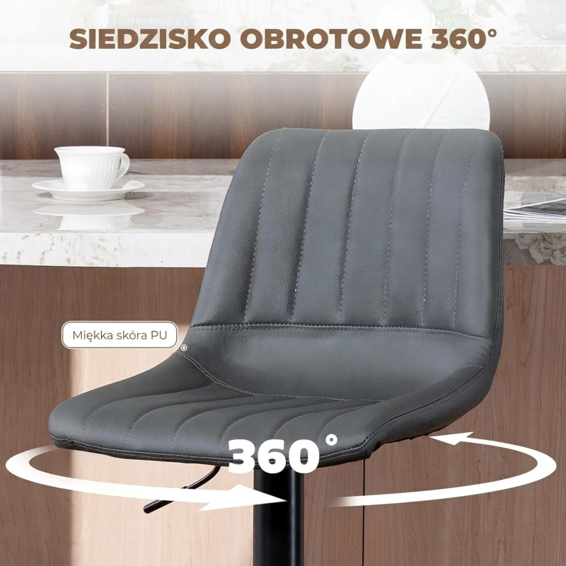 HOMCOM Zestaw 2 hokerów w stylu retro, z podnóżkiem, regulowane, 43 cm x49,5 cm x 111 cm