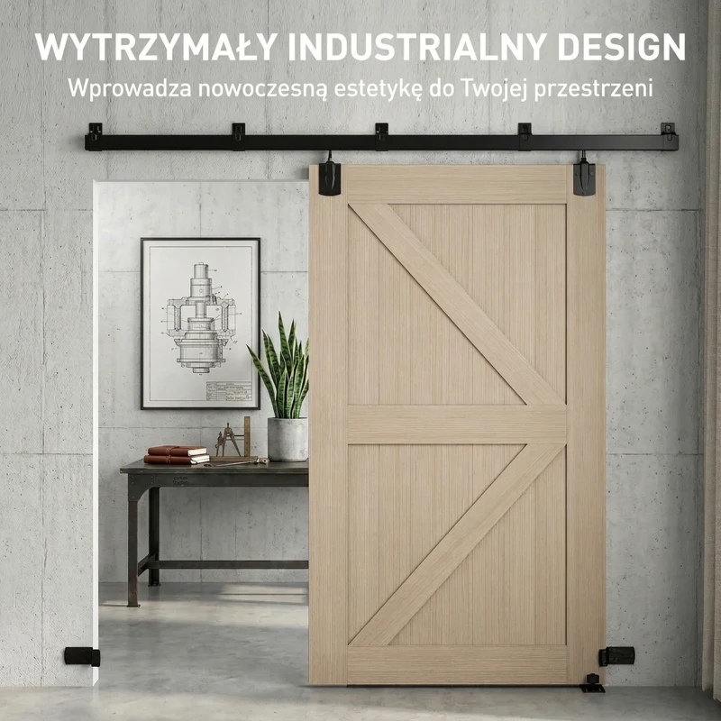 HOMCOM Zestaw do drzwi przesuwnych 244 cm, czarny, dla drzwi pojedynczych