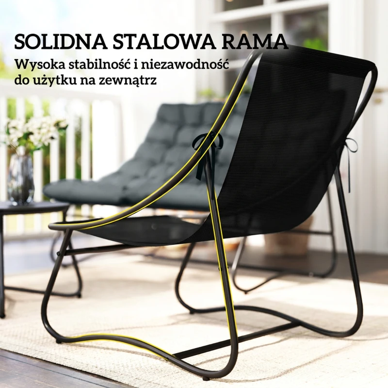 Outsunny Zestaw mebli ogrodowych ze stali dla 4 osób, odporny na warunki atmosferyczne