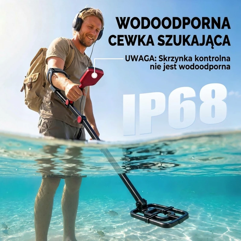 Outsunny Wykrywacz metali IP68 Wodoodporny składany Detektor metali z 4 trybami Słuchawki Łopatka Torba LCD Wyświetlacz