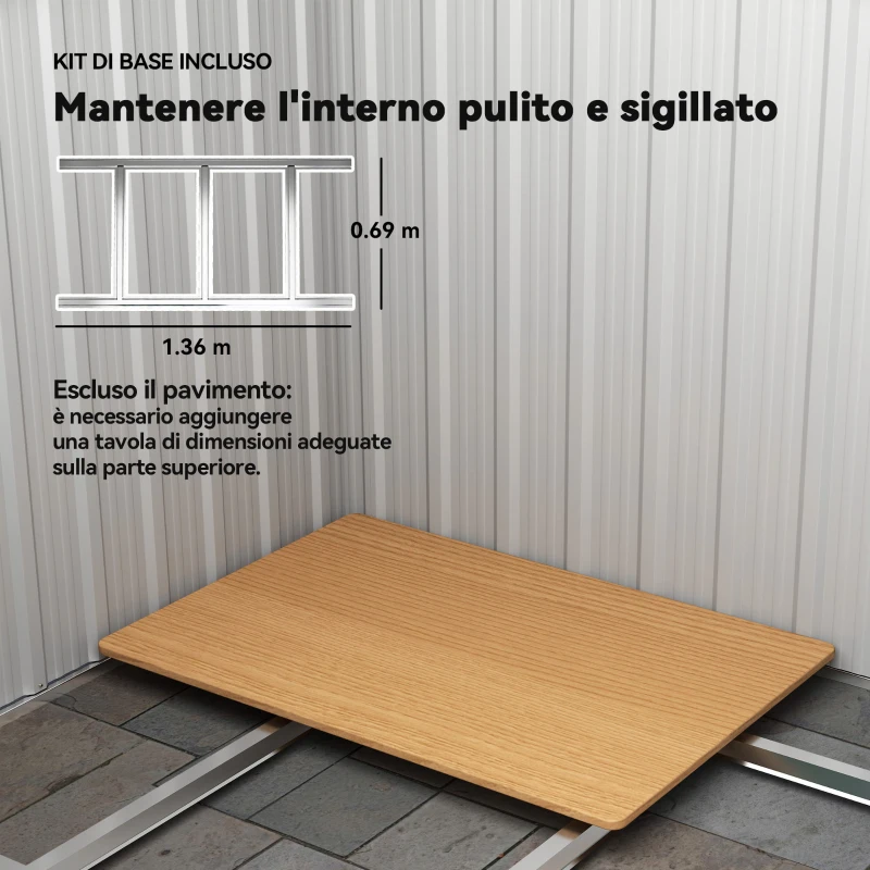 Outsunny Casetta da Giardino Porta Attrezzi in Acciaio con Tetto Inclinato e 4 Prese d'Aria, 152x132x188 cm, Verde