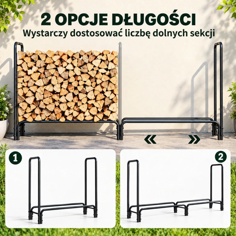 Outsunny 6.6ft Firewood Rack Outdoor with Cover, Adjustable Heavy Duty Steel Wood Storage Holder, Indoor Outdoor Log Rack for Fireplace
