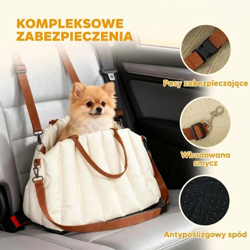 PawHut Torba transportowa dla psa z pasem bezpieczeństwa, antypoślizgową podstawą i poduszką