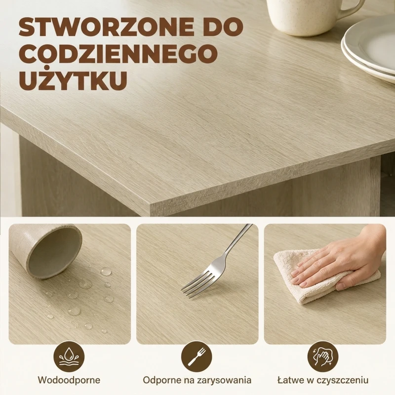 HOMCOM Składany stół jadalniany dla 2-4 osób, mobilny stół z otwartą półką i szufladą, idealny do małych przestrzeni, naturalny