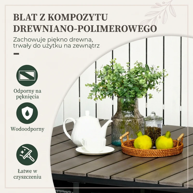 Outsunny 5-częściowy zestaw mebli ogrodowych z polirattanu - stół do jadalni z 4 krzesłami, zestaw do jadalni na balkon, meble ogrodowe z dodatkowym stolikiem, zestaw wypoczynkowy na balkon