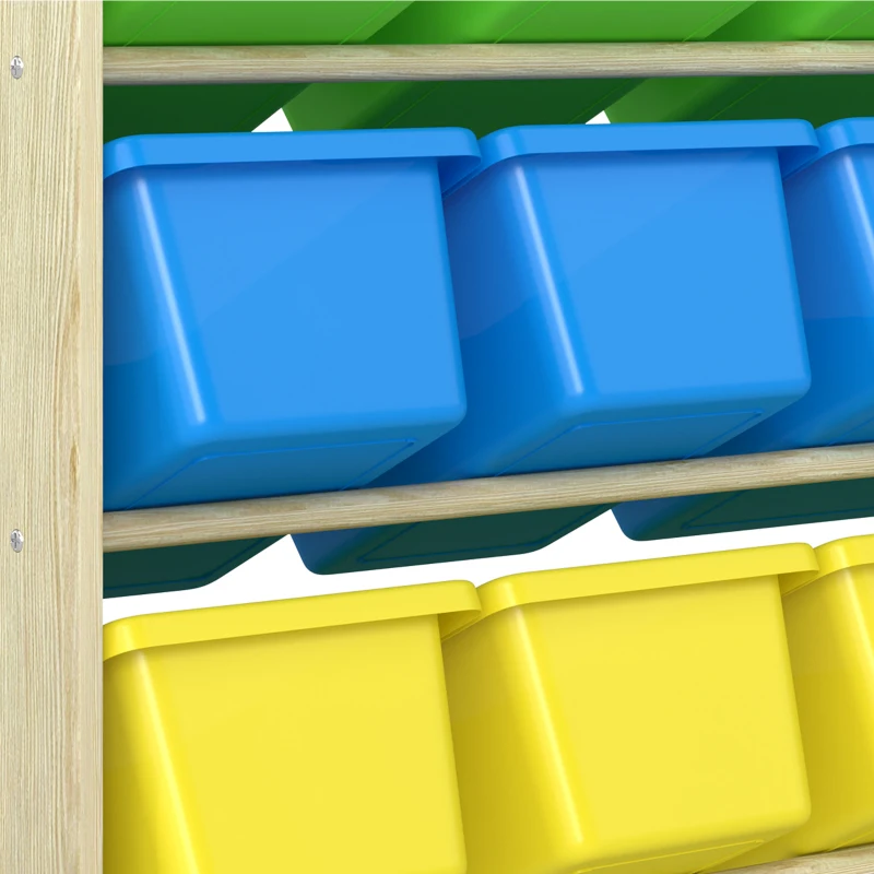 AIYAPLAY Kinderrek, 4-laags speelgoedrek met 12 uitneembare opbergbakken, 85,5 x 40 x 88,5 cm, veelkleurig