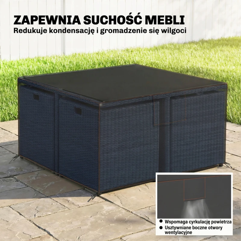 Outsunny Pokrywa na Meble Ogrodowe Zimoodporna Wodoodporna Ochrona UV Pokrowiec 420D Oxford 125x125x74 cm Czarna