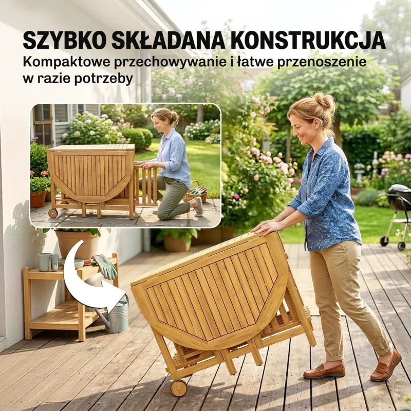 Outsunny Zestaw mebli ogrodowych FSC drewno 7-częściowy, rozkładany stół z 6 składanymi krzesłami, otwór na parasol, design lamelowy