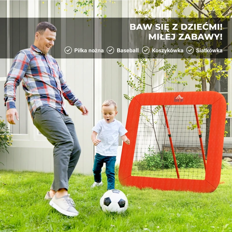 Rebounder do piłki nożnej, składany, z osłoną, kołki