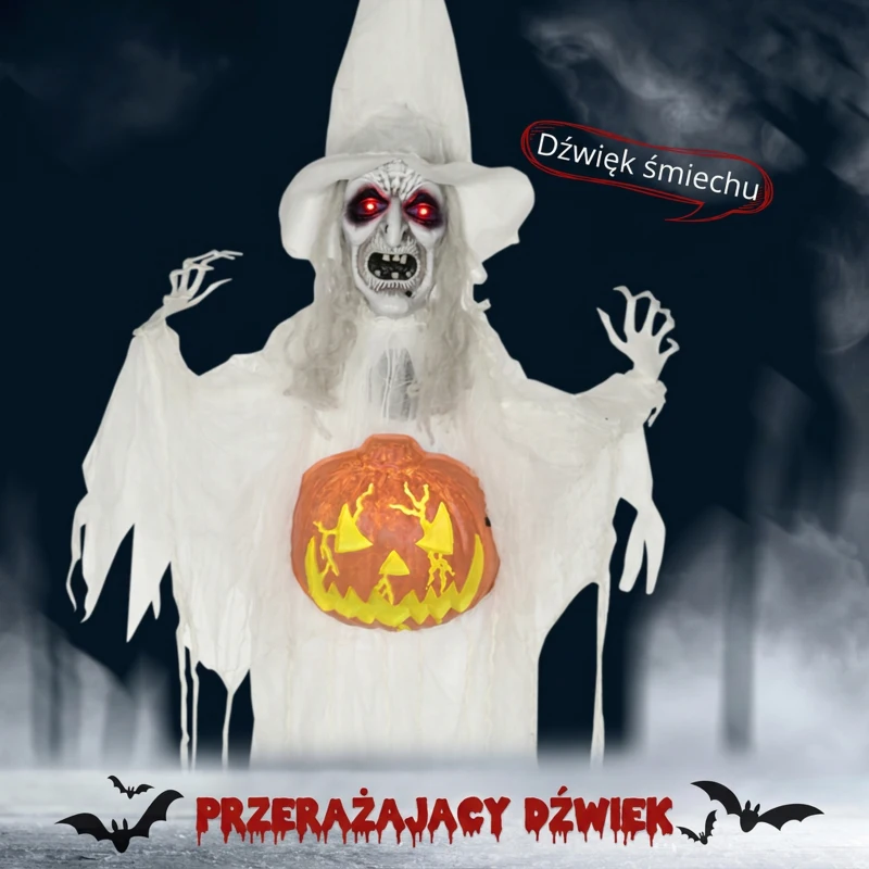 Duch Halloween 183 cm z LED, dźwięki grozy, dekoracja