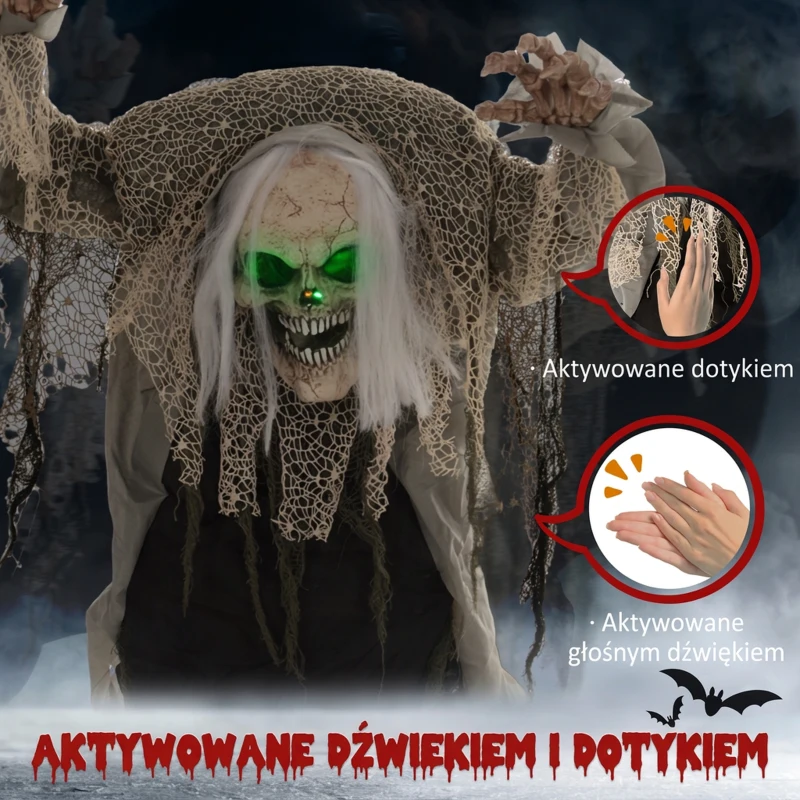 160 cm Szkielet Halloween z LED, dźwięk, dekoracja