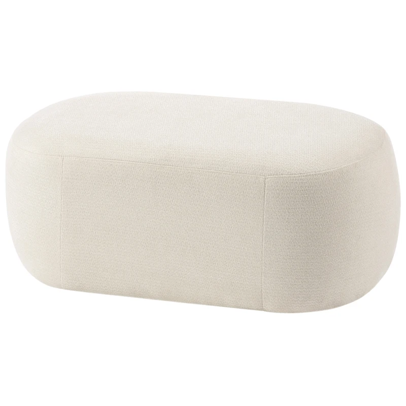 HOMCOM Bancă pentru pat complet tapițată design pietricică bancă chenille cu picioare din plastic 98 cm crem