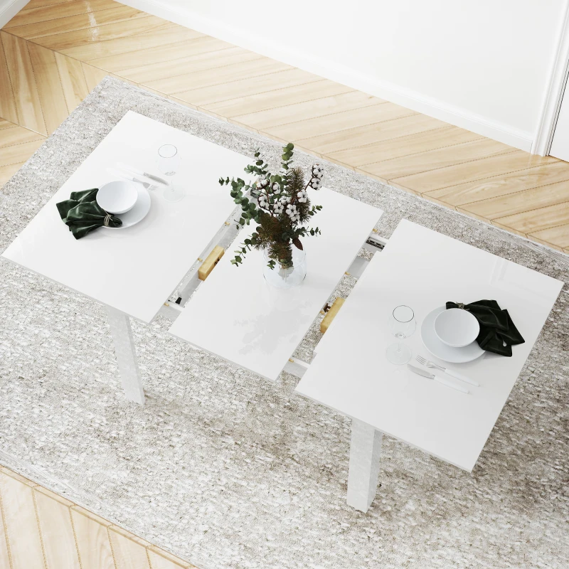 HOMCOM Tavolo da Pranzo Allungabile per 4-6 Persone con Pannelli a Ribalta, in Legno, 120-160x80x78 cm, Bianco