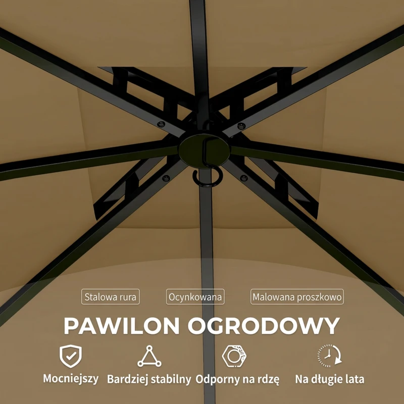 Pawilon ogrodowy 3,4x3,4m, wodoodporny, 4 ścianki