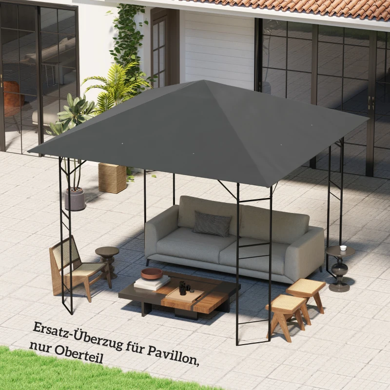 Outsunny Dach zastępczy do pawilonu 3 x 3 m wodoodporny dach pawilonu UPF30+ pokrycie z tkaniny Oxford, 370 g/m², szary