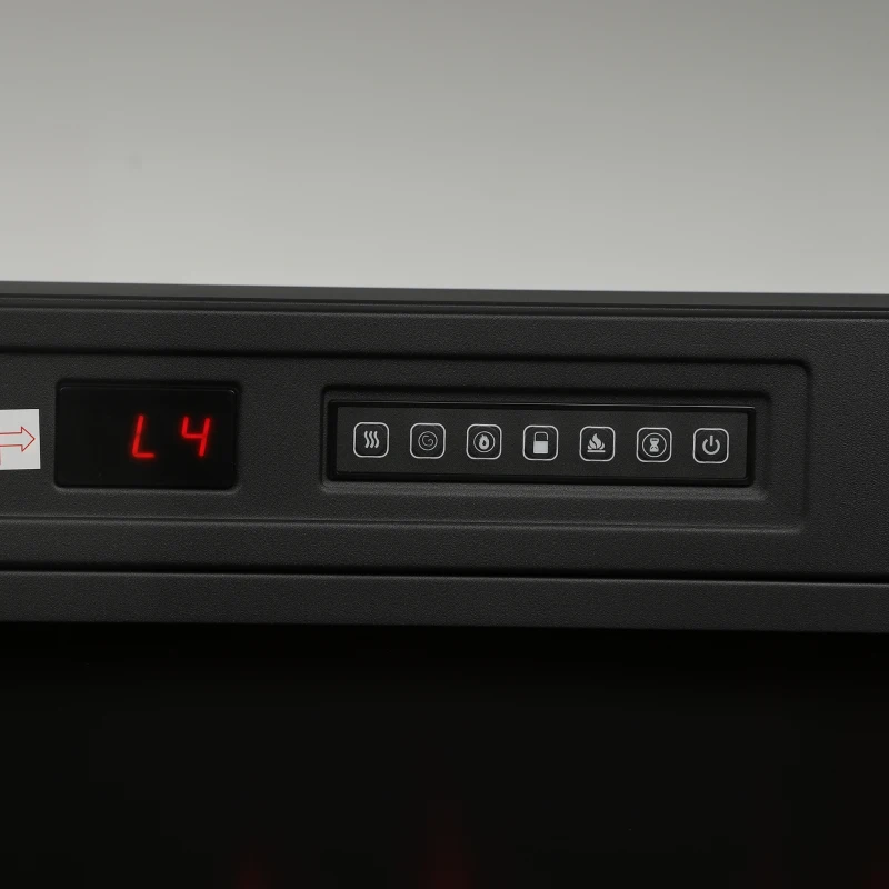 HOMCOM Lareira Elétrica Encastrável ou de Chão 750/1500W, 3 Lados, 12 Cores de Chama 3D, Termóstato, Comando à Distância, Preto