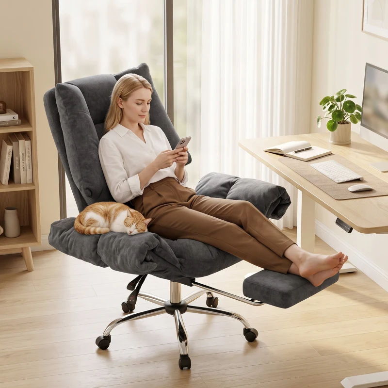 HOMCOM Ergonomische bureaustoel met voetensteun, donkergrijs