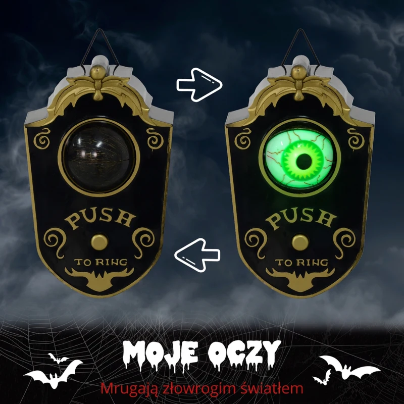 Dzwonek Halloween 18cm z LED i dźwiękiem, dekoracja