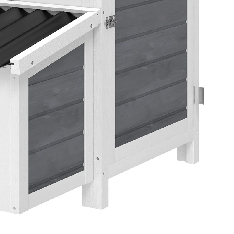 PawHut Pollaio in Legno con Nido a 3 Cubi, Tetto Impermeabile, Vassoio Estraibile per 2-4 Galline, Grigio Chiaro