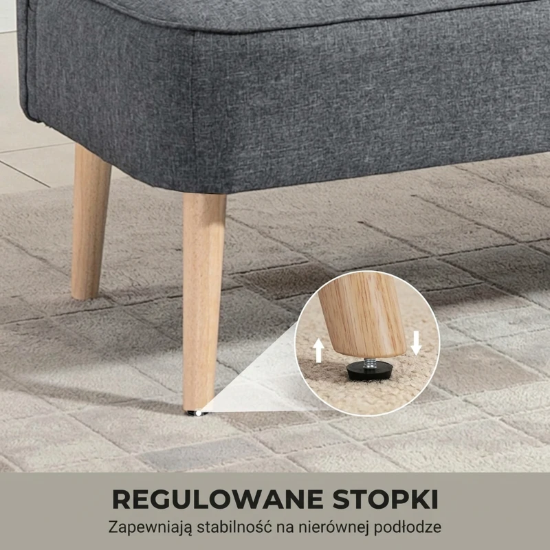 HOMCOM Sofa dwuosobowa, Mała Sofa Loveseat w wyglądzie lnu, Nowoczesna Sofa do Salonu, Sypialni, Małych Pomieszczeń, Szara, 117 x 56,5 x 77 cm
