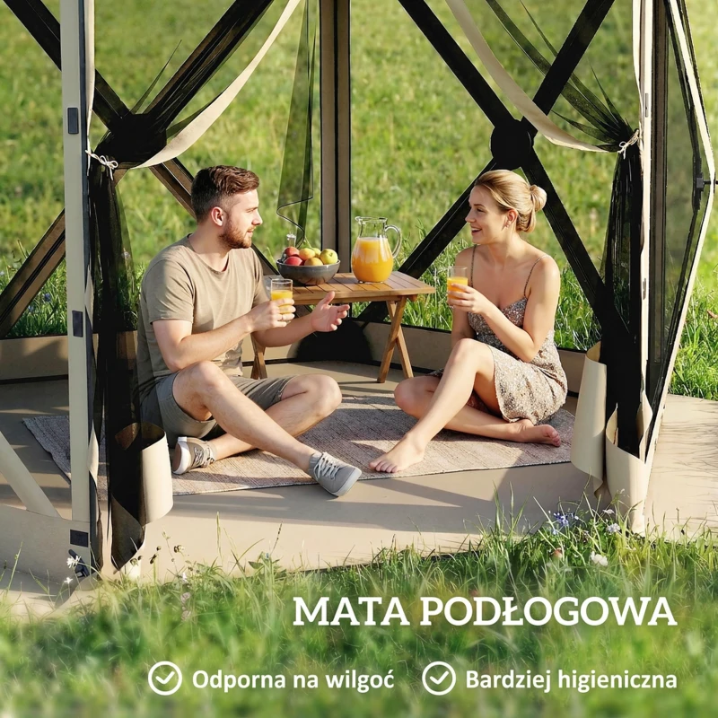 Outsunny 3 m x 2,6 m sześciokątny pawilon z 6 ściankami i torbą, wodoodporny, odporny na promienie UV, namiot imprezowy