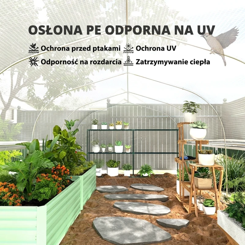 Szklarnia 6x3x2 m, folia, 8 okien, UV, drzwi
