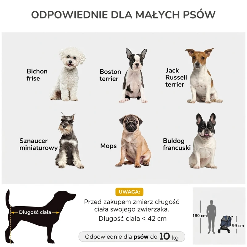 Wózek dla psa PawHut, składany, z poduszką, dla kotów
