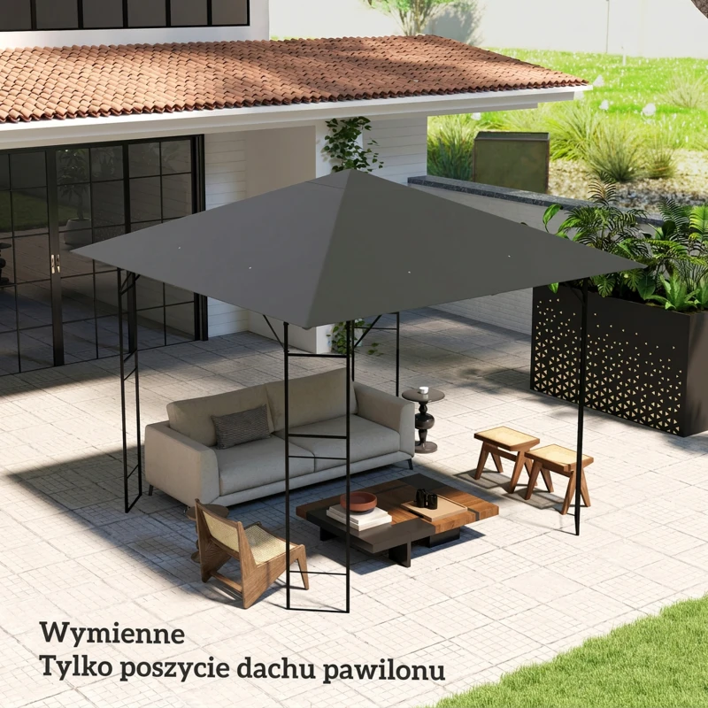 Outsunny Dach zastępczy do pawilonu 3 x 3 m wodoodporny dach pawilonu UPF30+ pokrycie z tkaniny Oxford, 370 g/m², szary